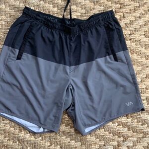 RCVA black gray shorts, swim, size M.